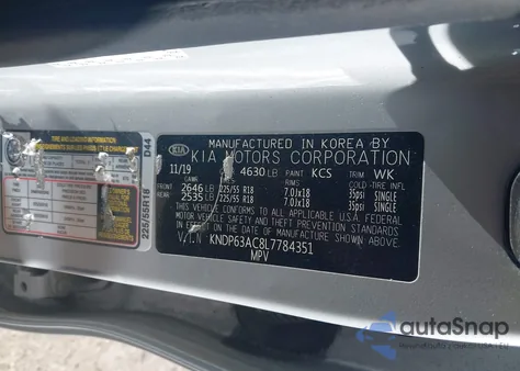 2020 Kia Sportage S из США, поврежденный, VIN KNDP63AC8L7784351